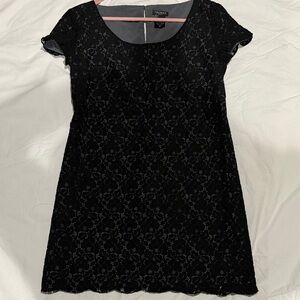 💚Talula Black Women Black Dress. Holiday Party Cocktail Floral Lace Mini Dress